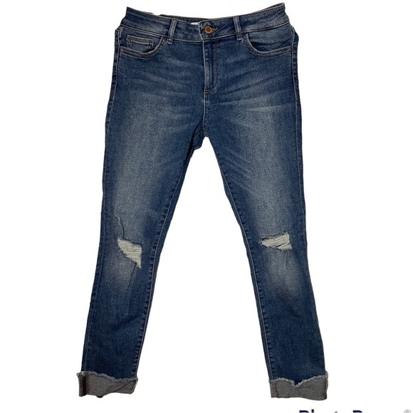 DL1961 Florence Instascrupt Cropped Distressed Jean size 27 in color Harbor - Picture 1 of 6